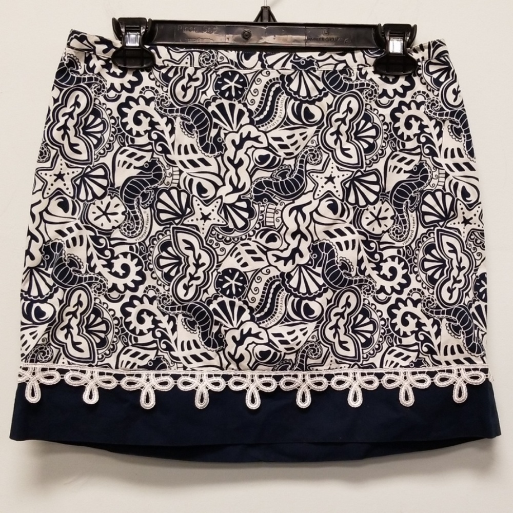 Vineyard Vines Navy/White Sea Print Skirt Size 6